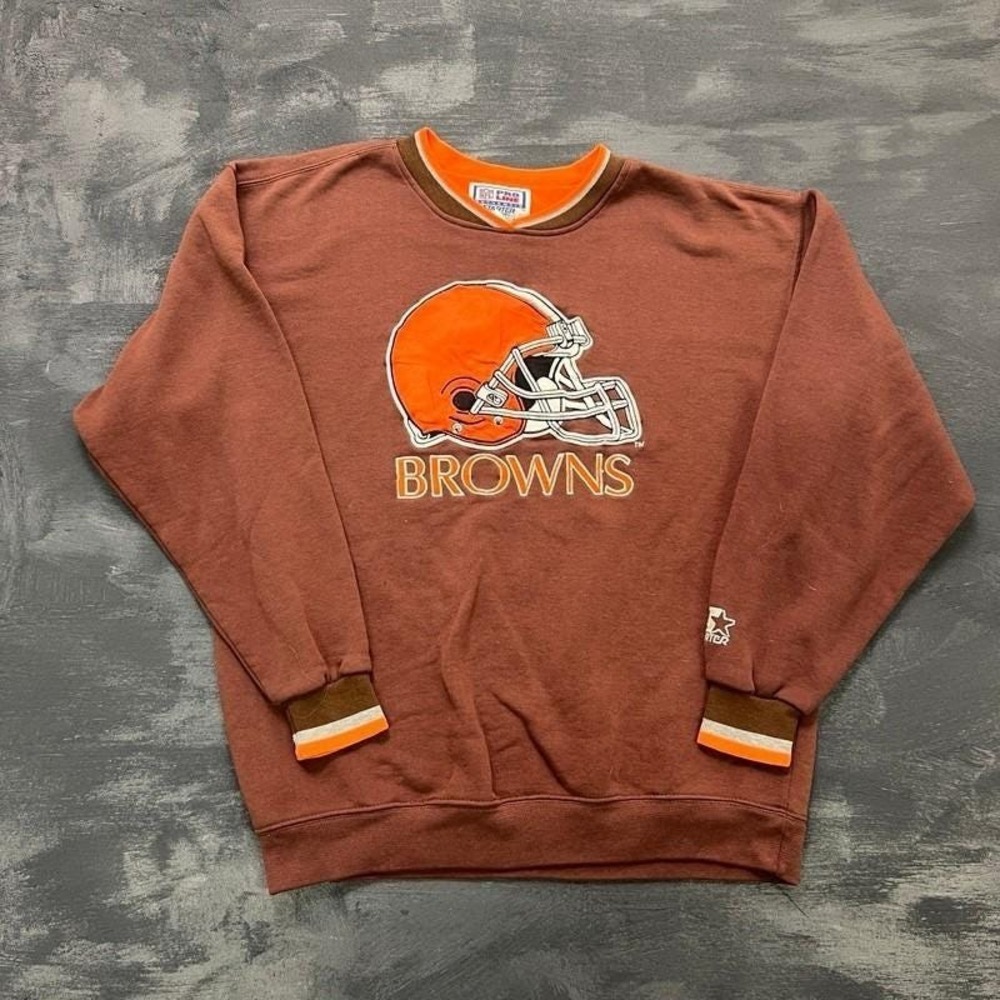 Vintage Cleveland Browns Sweatshirt Mens Medium Brown 1990s Starter NFL